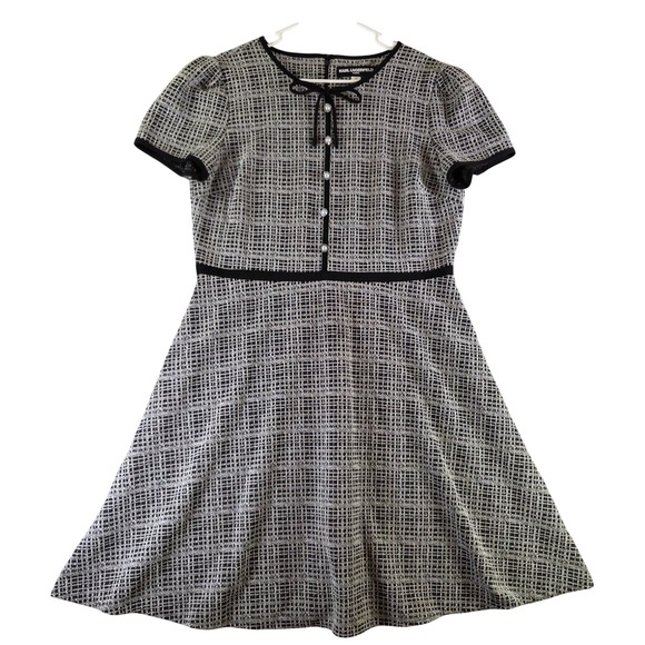 Karl Lagerfeld Paris Dresses & Skirts - Karl Lagerfeld Paris Black White Tweed Pearl Button A-line Dress Bow Chanel 12